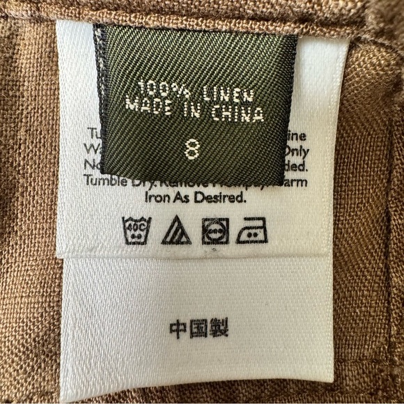 Eddie Bauer Tan Cropped Linen Pants Size 8 100% Linen - Picture 11 of 13
